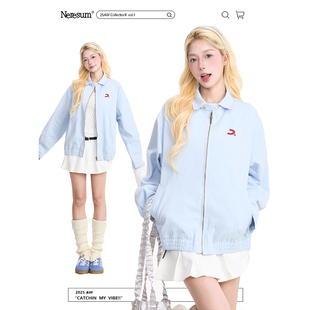 潮牌百搭宽松情侣外套 翻领夹克女早秋新款 NERESUM美式 刺绣工装