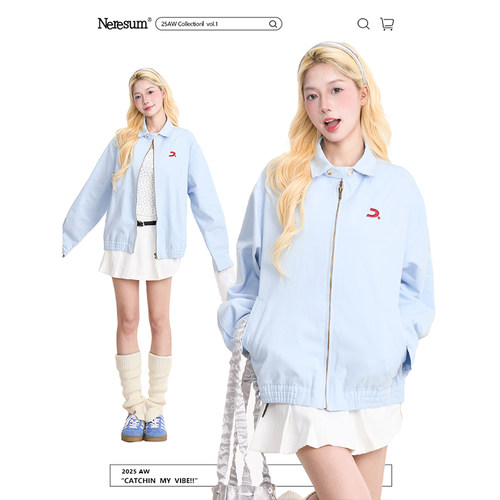 NERESUM美式刺绣工装翻领夹克
