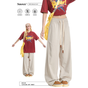 纯色轻薄小个子户外伞兵裤 NERESUM美式 女直筒垂感新款 裤 复古工装