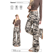 迷彩工装 微喇裤 裤 NERESUM美式 女秋季 复古高街窄版 直筒阔腿牛仔裤