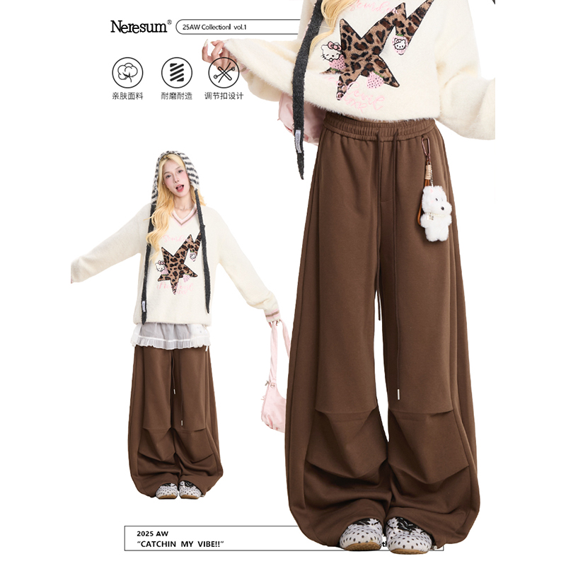 NERESUM美式褶皱松弛感休闲卫裤