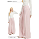 子百搭阔腿拖地裤 NERESUM松弛感粉色卫裤 女休闲慵懒宽松直筒裤