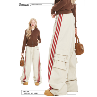 子直筒工装 复古条纹宽松爵士舞运动休闲裤 裤 美式 女夏季 Neresum裤