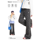 拖地百搭休闲裤 韩系显瘦直筒裤 子女复古星星满印微喇裤 NERESUM裤