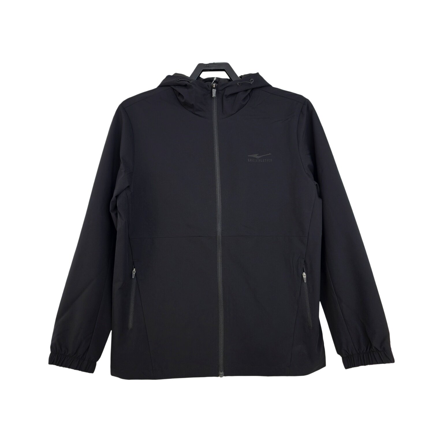 鸿星尔克男连帽运动风衣2026年春季新款户外休闲运动拉链带网外套