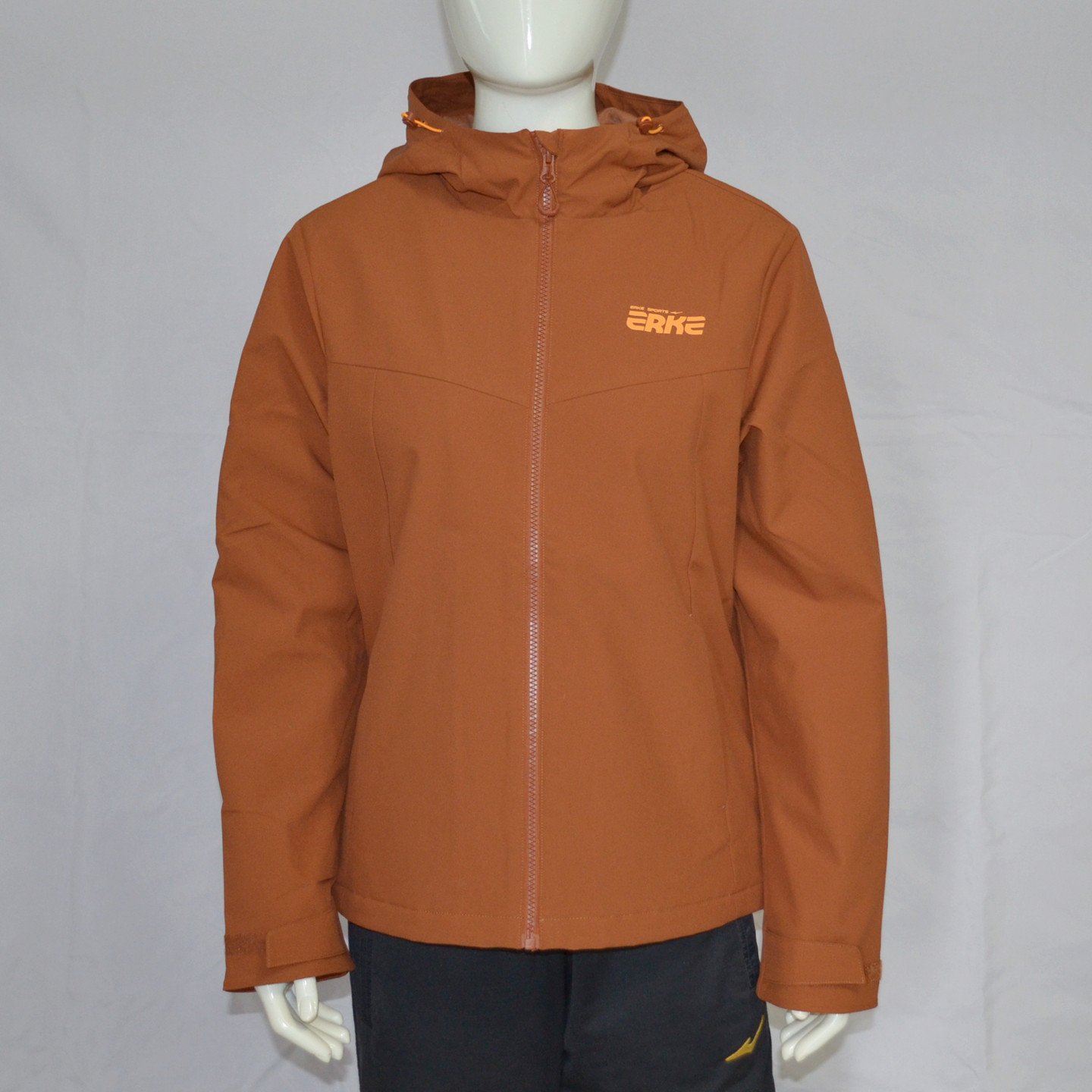 鸿星尔克女式加厚运动风衣2025年冬季新款连帽防风加绒保暖女外套