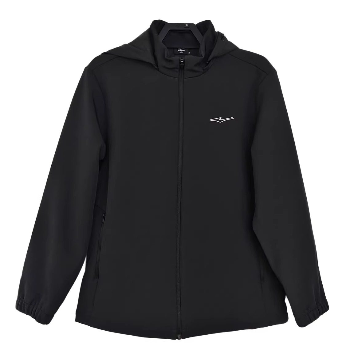 鸿星尔克男加绒加厚带帽风衣外套