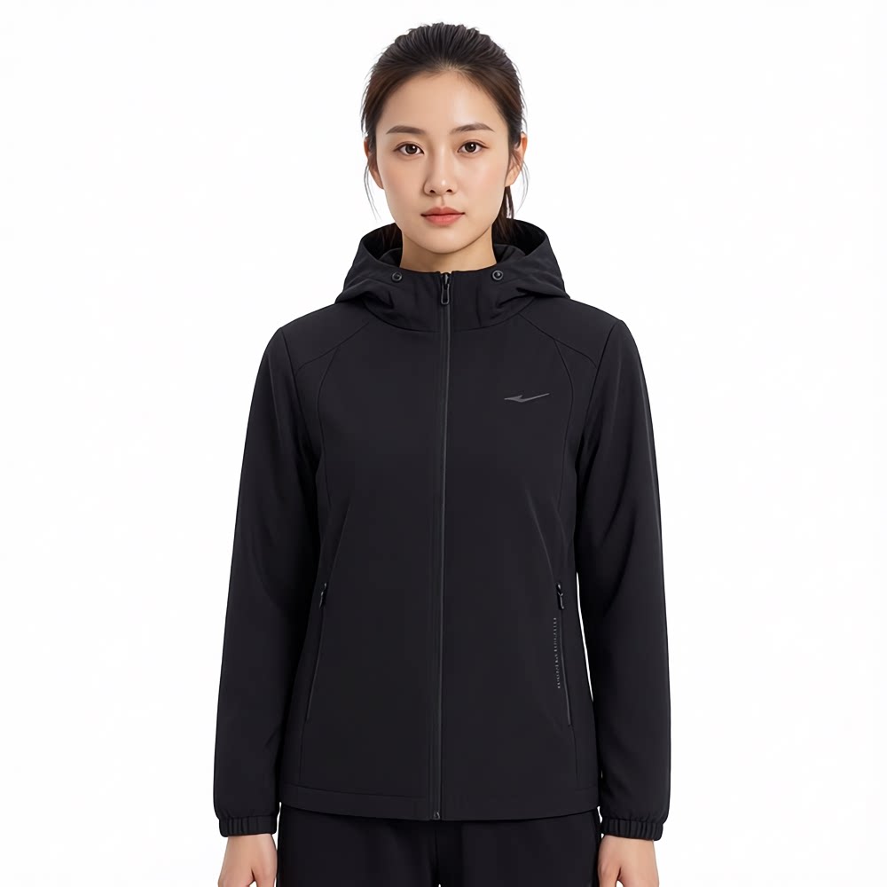 鸿星尔克女士连帽风衣2026年秋季新款户外休闲运动女炫彩风冲锋衣