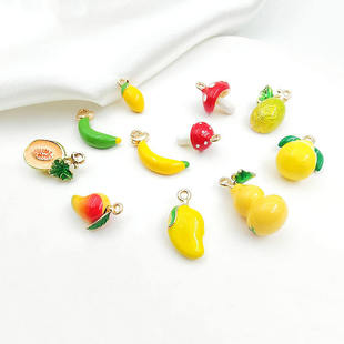 滴油水果蘑菇芒果木瓜柚子吊坠手 工diy耳环手链项链发饰配件材料