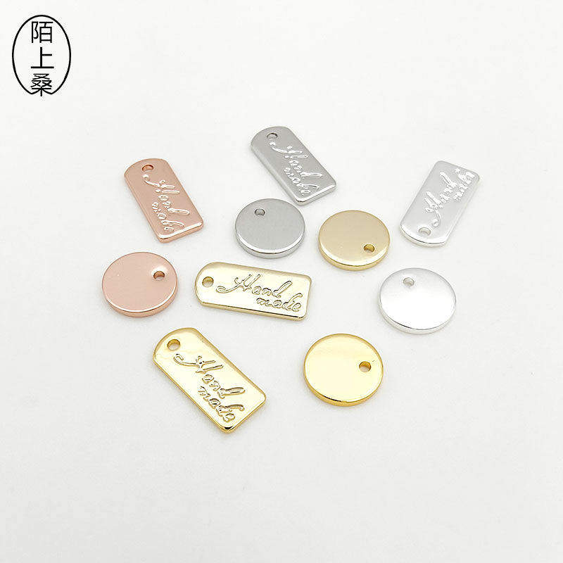 镀真金保色圆牌刻字吊坠长方形挂件diy手链项链饰品材料配件定制