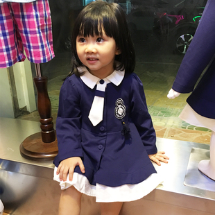 春秋季女童连衣裙idea 长袖幼童海军儿童裙 短裙