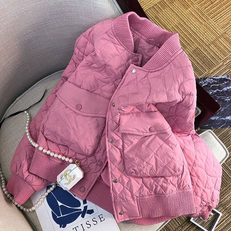 时尚洋气小香风菱格棉服女2025秋冬新款小个子短款宽松棒球服外套,女装/女士精品,短外套,淘宝优惠券,粉丝福利购,淘宝优惠卷