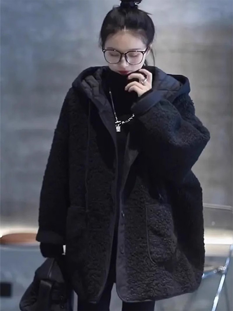 加绒加厚棉衣棉服女2024冬季新款羊羔毛派克服韩版棉袄外套小个子