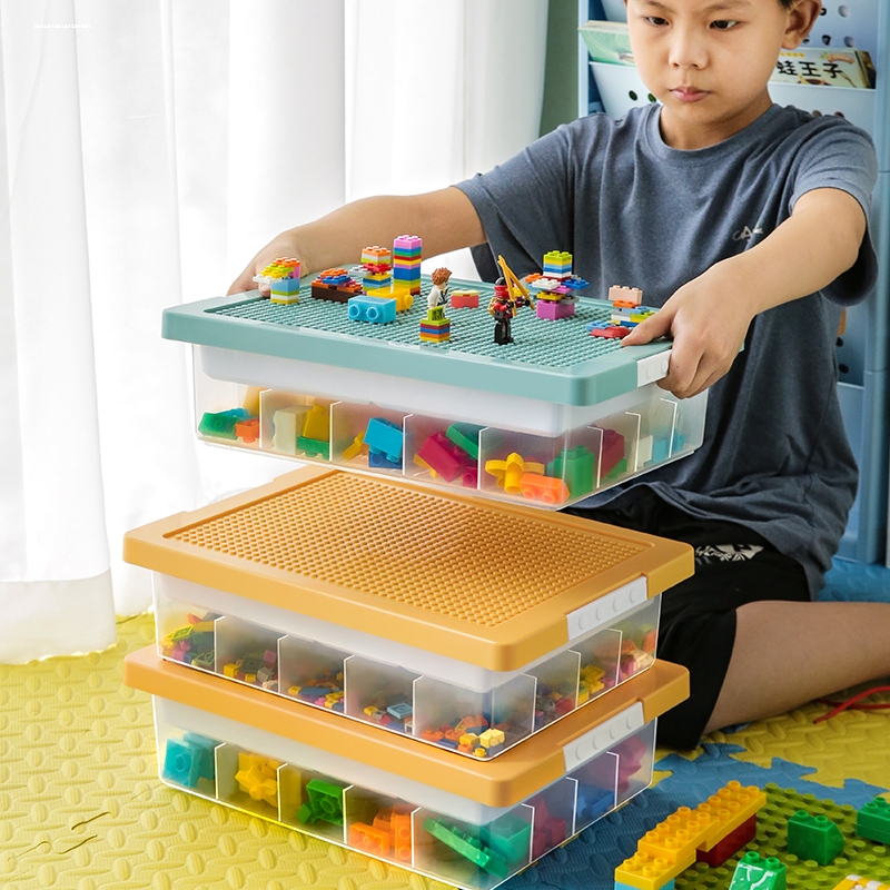 收纳盒儿童拼装积木零件分类整理透明玩具磁力片小颗粒储物箱