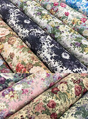 日本进口棉麻布料YUWA玫瑰花服装衬衫连衣裙手工拼布艺手作包面料