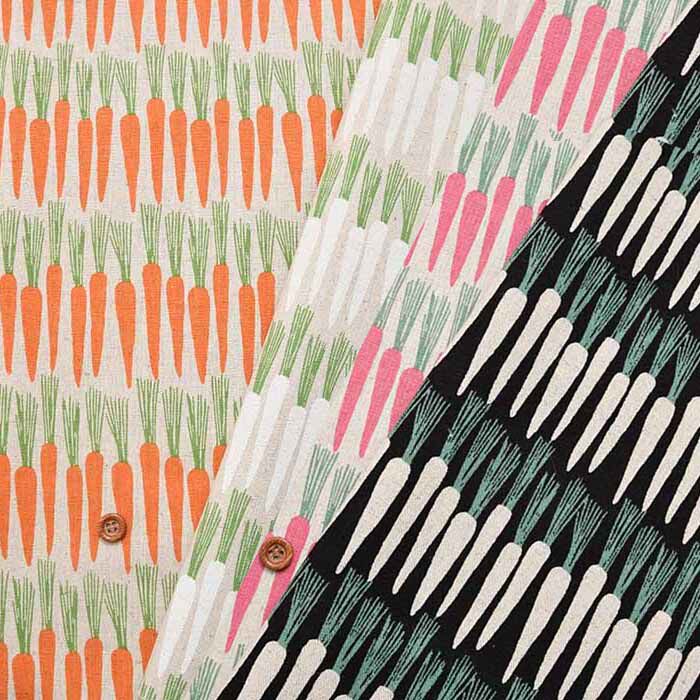 日本进口棉麻印花布料胡萝卜连衣裙衬衫手工拼布艺手作包服装面料