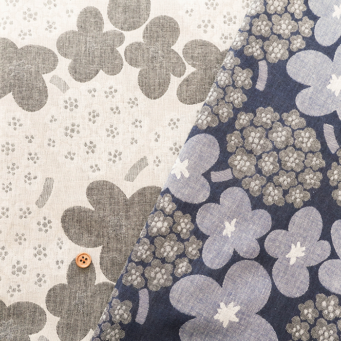 50cm日本进口纯棉提花双面花朵手工拼布艺服装连衣裙105cm宽面料