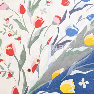 日本进口纯棉郁金香幅宽140cm 小褶子凹凸连衣裙衬衫手工服装面料