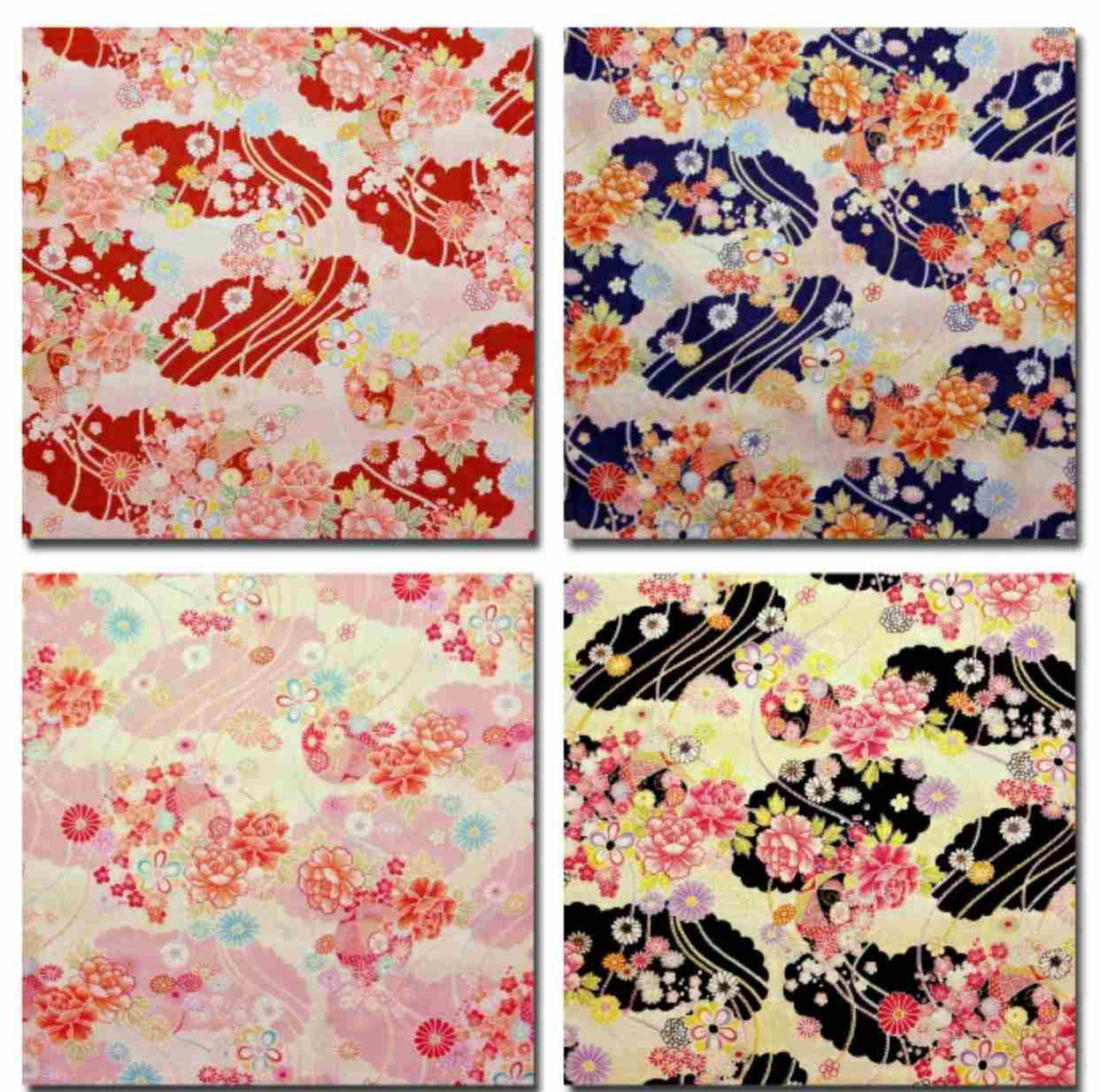 50cm日本进口纯棉绉布印花拼布艺和风牡丹菊手工DIY服装衬衫面料