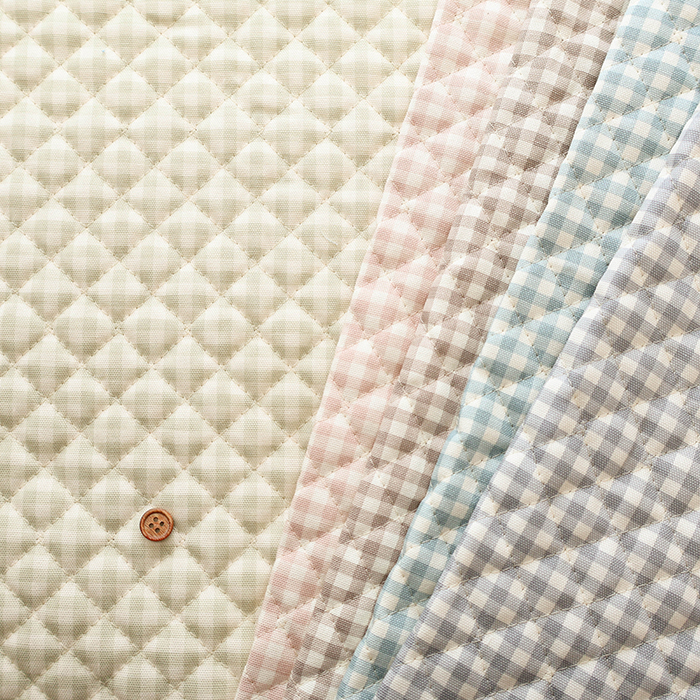 25cm日本进口纯棉牛津细帆布格子夹心绗缝 DIY化妆包坐垫手作面料