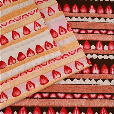 50cm日本进口纯棉牛津细帆布条纹草莓连衣裙衬衫手工布艺服装面料