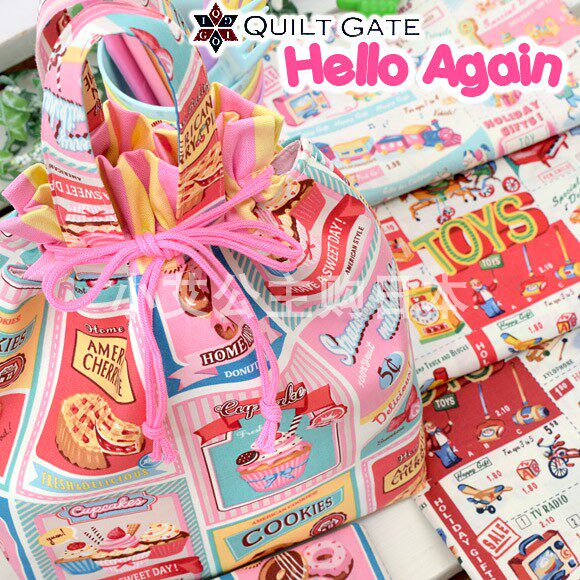 日本进口纯棉Hello Again甜品蛋糕草莓连衣裙衬衫拼布艺服装面料