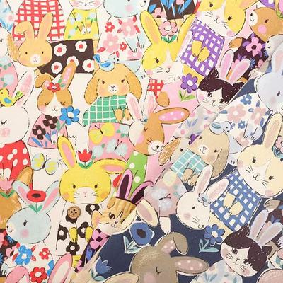 50cm日本进口纯棉牛津细帆布powerful animal 兔子手工拼布艺面料