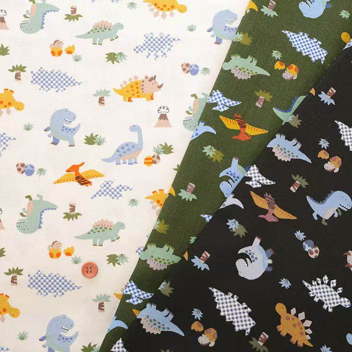 50cm日本进口纯棉印花恐龙蛋翼龙卡通手工DIY抱枕拼布艺服装面料