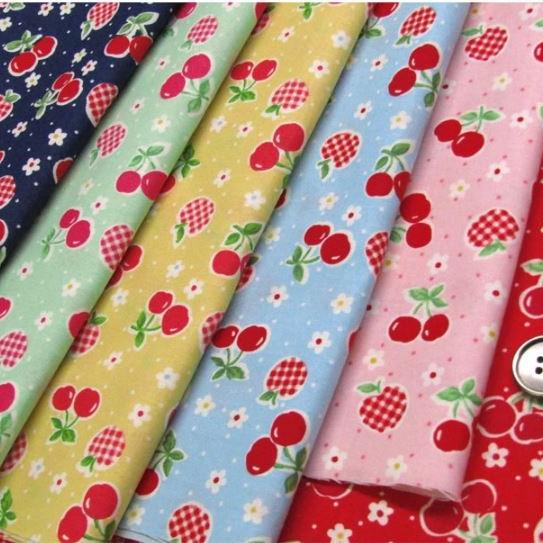 50cm日本进口纯棉happy message 30支樱桃苹果连衣裙衬衫服装面料