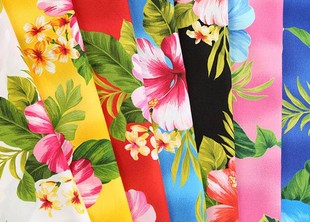 日本进口纯棉夏威夷风格扶桑花惠安女头巾夏季连衣裙沙难面料现货