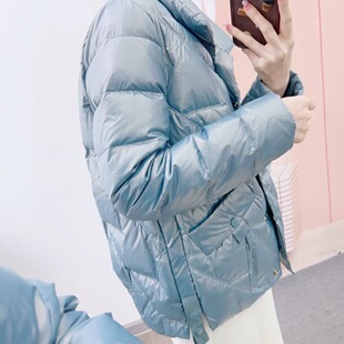 2025年新款冬季汉派品牌专柜免洗亮面百搭休闲薄款白鸭绒羽绒服女