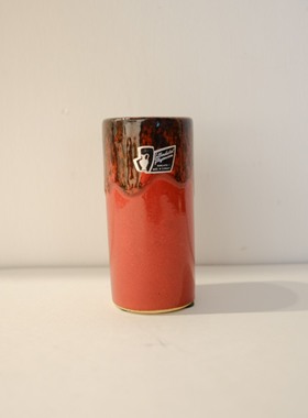 德国 Vintage 70年代 Silberdistel Fayencen 出品  红釉小瓶