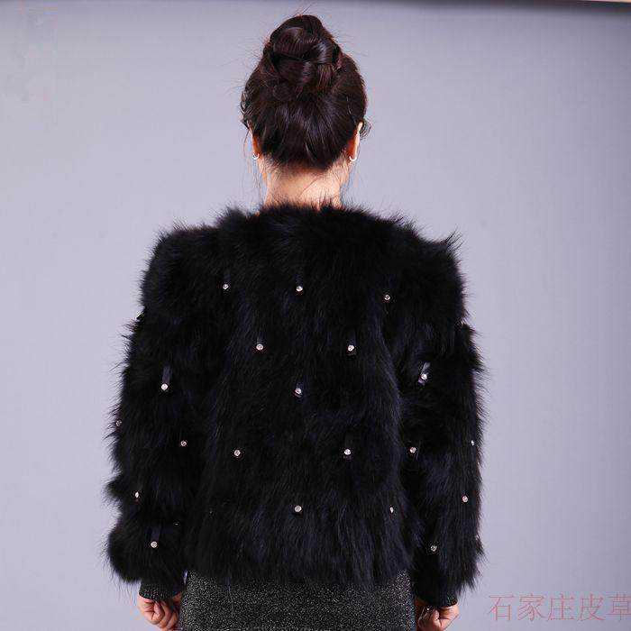特价包邮带钻狐狸貉子毛短款外套圆领九分袖韩版女士皮草反季清仓