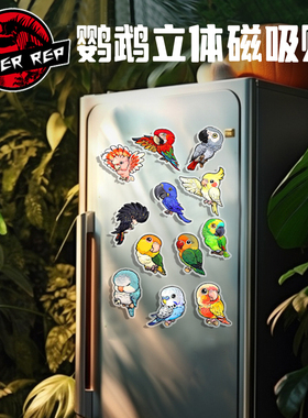 SuperRep瑞兽系列创意冰箱贴金刚鹦鹉葵花和尚鹦鹉周边立体磁吸贴