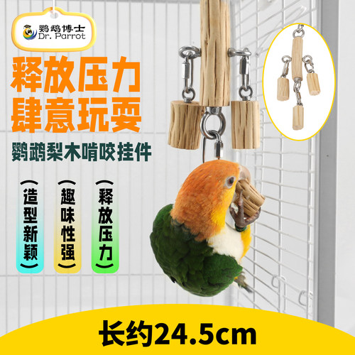 鹦鹉博士梨木啃咬玩具解闷鸟挂件