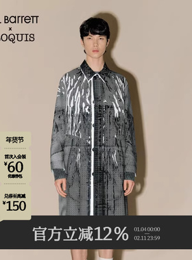 【Neil Barrett联名】速写秋冬新款宽松翻领风衣休闲网纹时尚外套