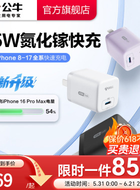 【苹果17首选】公牛苹果充电器适用15充电器iPhone17pm苹果16快充头45W氮化镓手机插头Typec数据线手机充电头