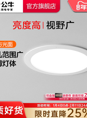 公牛筒灯嵌入式店铺商用110mm大开孔12公分大瓦数超薄超亮孔灯