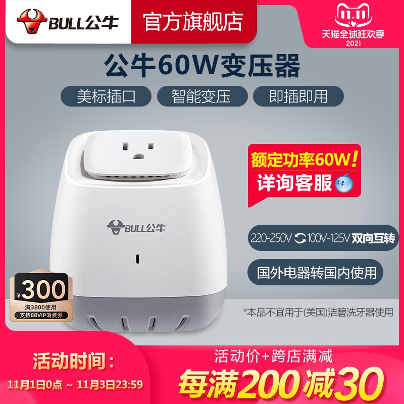 Bulls transformer US Japanese electrical power socket converter 110V