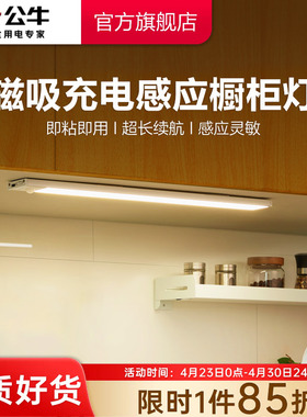 公牛橱柜灯带led酒柜灯充电人体感应灯条无线自粘厨房鞋柜衣柜灯