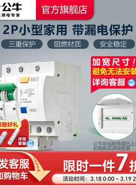 公牛旗舰漏电保护器2P小型断路器空气家用空开电闸开关25A32A63A
