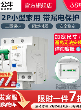 公牛旗舰漏电保护器2P小型断路器空气家用空开电闸开关25A32A63A