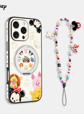 迪士尼正版适用苹果16手机壳2025新款带支架iPhone17promax磁吸15高级感14plus米奇全包13pro小羊皮保护套女