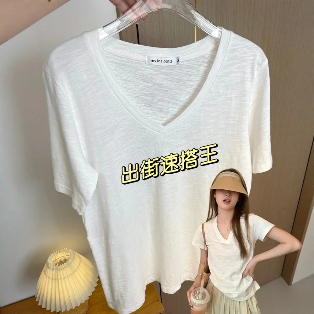 简约纯色防晒t恤衫设计感显瘦