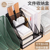 金属文件架桌上文件框办公桌收纳架多层用品夹架立式 文件栏桌面