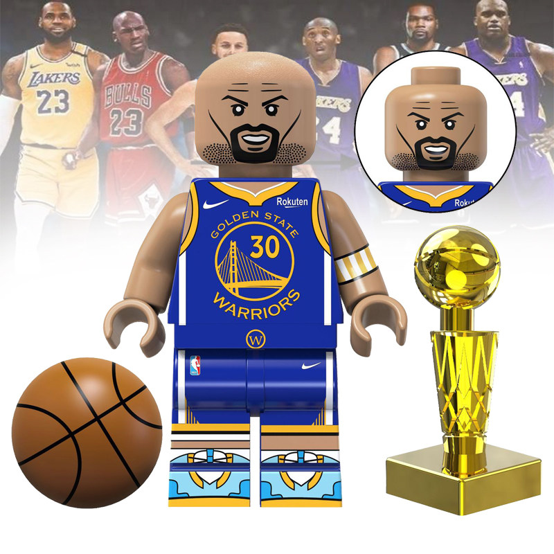 NBA篮球球星TV7066斯蒂芬库里勇士队第三方拼装男孩积木人仔玩具