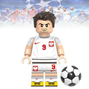 世界杯G0029莱万多夫斯基足球明星第三方人仔拼装儿童积木玩具