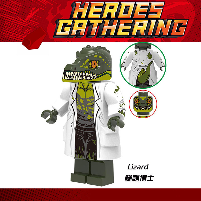 彼得帕克神奇蜘蛛侠反派 1345蜥蜴博士 第三方积木拼装人仔玩具