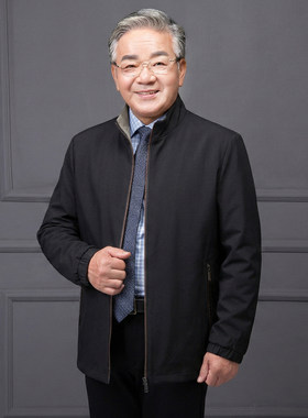 爸爸装中老年男双面穿立领拉链夹克老年人商务休闲薄款外套爷爷装