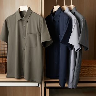 中老年人夏装男装爸爸短袖衬衫爷爷薄款衬衣老人夏天衣服60-70岁